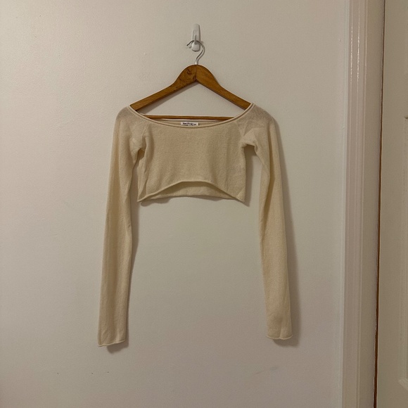 Reformation Valeria Cashmere Cropped Sweater in Cream | Size XS - Picture 3 of 12
